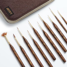 Artify - Pinceles de Pintura para Detalle Extremo, Pinceles para Miniaturas para Modelos, 10 Piezas de Pinceles Pequeños para Pintar con un Bolso, para Acrílico, Acuarela, Óleo