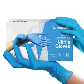Blue Gloves Disposable Latex Free Large, 50 Count - Medical and Dental Grade Surgical Gloves - Powder Free Nitrile Gloves Large - 3 Mil Thickness