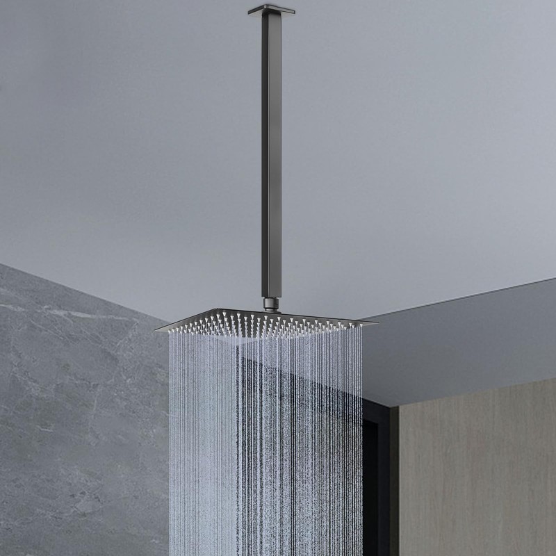 HarJue Ceiling Mounted Shower Arm, Rain Shower Square Extension Arm