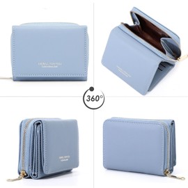 HAIWILL Mini Purse Women's Leather Small Purse Women's Large Capacity Purse Women's Small Purse Women's Purses Many Compartments Large, blue, Minimal