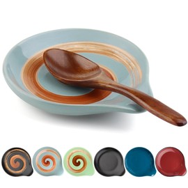 VanlonPro Ceramic Spoon Rest, 5 Inch Spoon Holder for Stove Top, Kitchen Counter, Utensils, Ladle, Coffee Spoons, Cooking spoons, Spatula, Tongs, Housewarming Gifts, Hand-painted Grey & Gold…