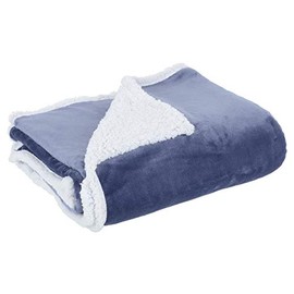 Hodge and Hodge Flannel Blanket Throw With Sherpa Fleece Lining 150x200cm - Blue