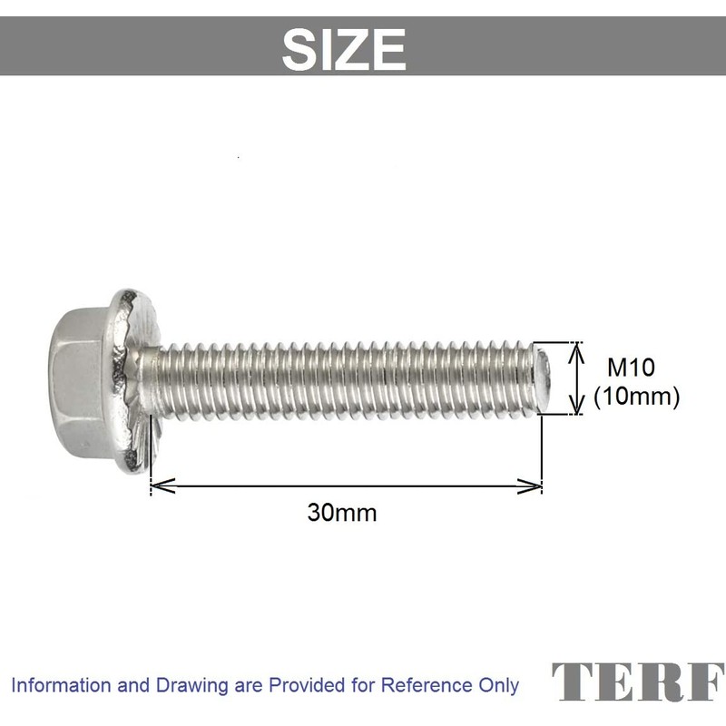 TERF® M10 X 30mm Serrated Flanged Hex Head Bolt M10