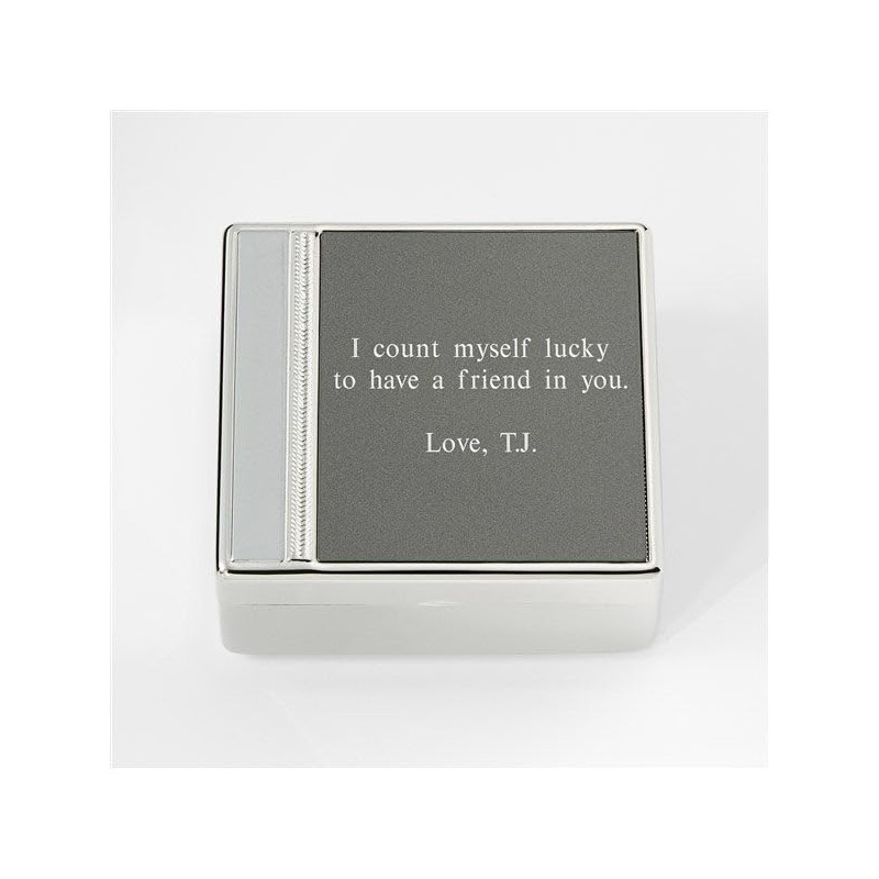 THINGS REMEMBERED Engraved Silver and Gunmetal Keepsake Box (Free Customization)