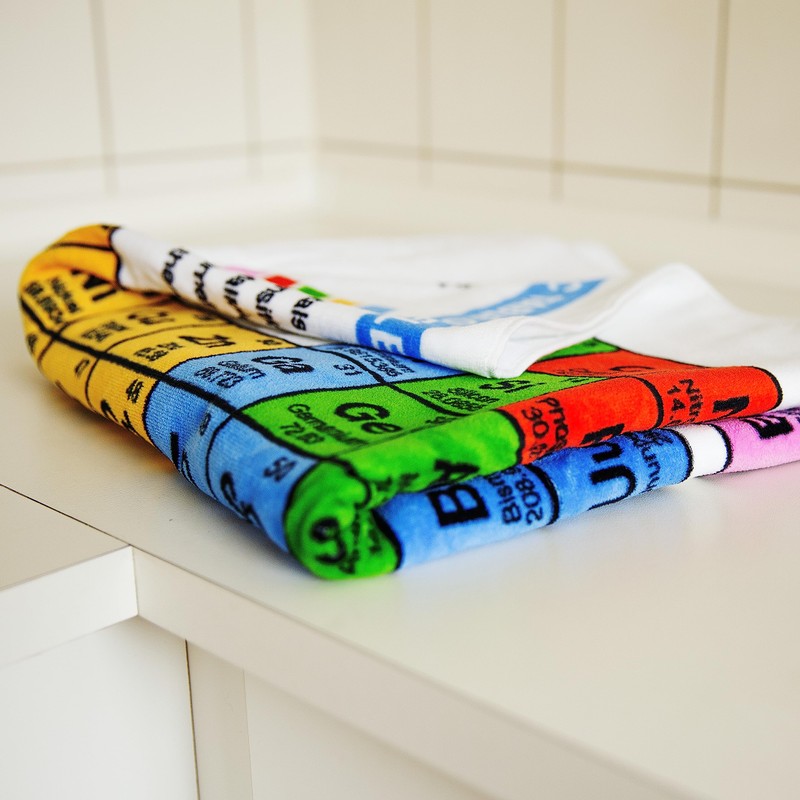 getDigital 12595 periodic table bath towel, cotton, multicoloured, 140 x