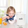 AuldHome Design Farmhouse Enamelware Oatmeal Canister (White); Rustic Distressed Style