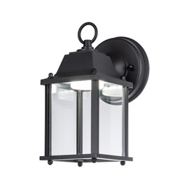 LIT-PaTH Outdoor LED Wall Lantern, Wall Sconce as Porch Lighting Fixture, 5000K Daylight White, 9.5W 800 Lumen, Aluminum Housing Plus Glass, Black Finish, 1-Pack