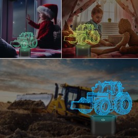 Lightzz Traktorspielzeug, 3D Traktor Nachtlicht mit Fernbedienung & Smart Touch + Timer + 16 Farbwechsel Dimmbare Dino 3D Lampe Geschenke für Jungen Kinder Alter 2 3 4 5 6+ Jahre Junge (Traktor1)