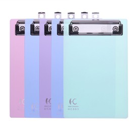 NUOLUX 5 Pack Mini Transparent Clipboard Tiny A6 Clip Boards Colourful Plastic Clipboard Memo Size Low Profile Clip (Random Color)