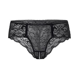 Verano Women's Briefs Open Back Lace Panties - Black , size: s