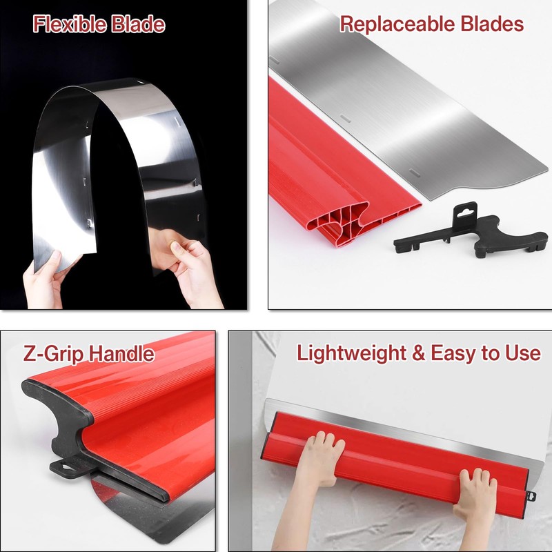 Drywall Skimming Blade 24” + 6” Scraper Tool Set -