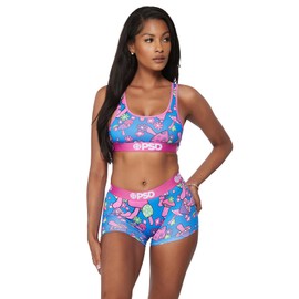 PSD - Pantalones cortos para mujer, con estampado recreativo, ropa interior para mujer, ropa interior de cobertura completa, cómodas bragas elásticas para mujer, Groovy Shroom, Large