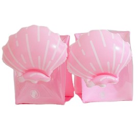 Arm Floaties for Adults and Kids - Cute Cartoon Pool Arm Floaties Armbands Inflatable Swim Floaty PVC Arm Floats for Kids 3-5-6-12 Years (Pink Shell)