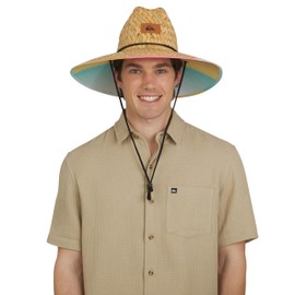Quiksilver Men's Wide Brim Outdoor Lifeguard Straw Sun Hat, Papaya