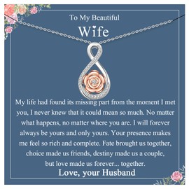 JETBON Gift for Wife from Husband, Silver Infinity Necklace for Her Women, Romantic Rose Wife Necklaces Gift Jewellery Present for Anniversary Birthday Christmas Valentines Day Mothers Day