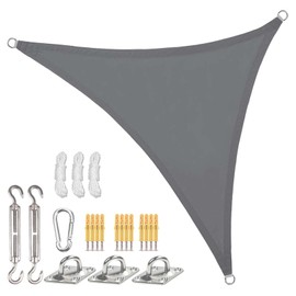 Sunal Triangle Sun Shade Sail 10'x10'x10',with Installation Fixing Kit,Outdoor Waterproof Shade Sail,95% UV Blocking Garden Sun Sail Shade,PES Polyester Waterproof Incl Fixing Rope,Awning shade sailfor Balconies, Terraces, and Gardens