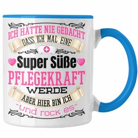Trendation - Pflegekraft Tasse Geschenk Altenpflegerin Frauen Geschenkidee Pflegekraft Krankenpflegerin (Blau)