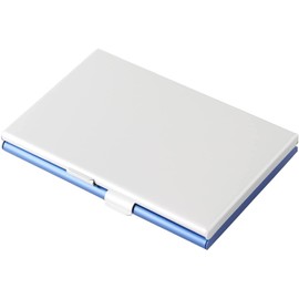 Aluminum Dual Card Case, Blue, DAC-6802, Business Card Holder, Aluminum, Slim, Double-Sided Pockets, Holds Approximately 30 Cards