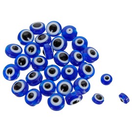 Cuenta de Ojo Turco color Azul Obscuro para proteccion y suerte Fantasias Miguel Ojito Turco para Pulseras Collares Cuentas para Bisuteria Ojo Turco Plano 6x4mm Diametro Marca Mylin 100 piezas