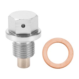 Motoforti Universal Oil Pan Screw Oil Drain Plug Sump Drain Nut Bolt, M12x1.25, Aluminium Alloy, Silver Tone, 1 Set