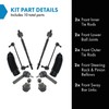 TRQ Front Steering & Suspension Kit Ball Joint Steering Rack