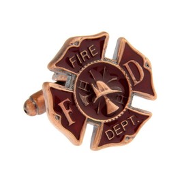 MRCUFF Fire Department Shield Emblem Cross FD Fireman Pair of Cufflinks in a Presentation Gift Box & Polishing Cloth