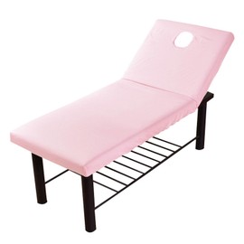 Massage Table Cover Sheet, Elastic All-Round Wrap Massage Bed Cover with Face Hole for Beauty Salon Spa for 80cm or Less Massage Bed (Pink)