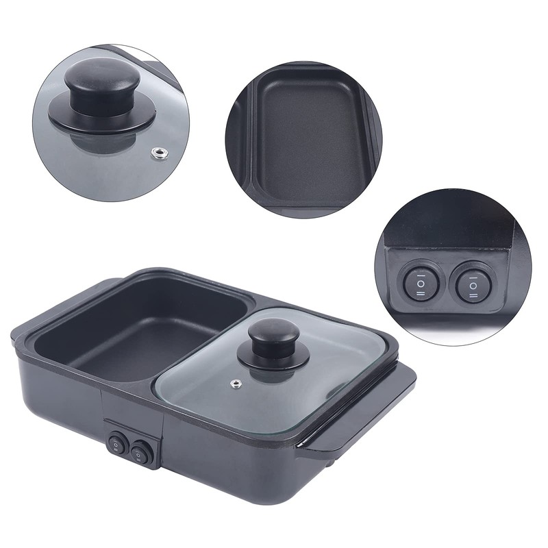 2 in 1 Electric Hot Pot with Grill, 1200W 110V