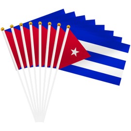 25 Pack Cuba Hand Held Flag, Cuban Small Mini Stick Flag, National Country Flag, Outdoor Decoration, Party Decorations, Festival Events, Celebration, International Festival, Supplies For Parades (Cuba)