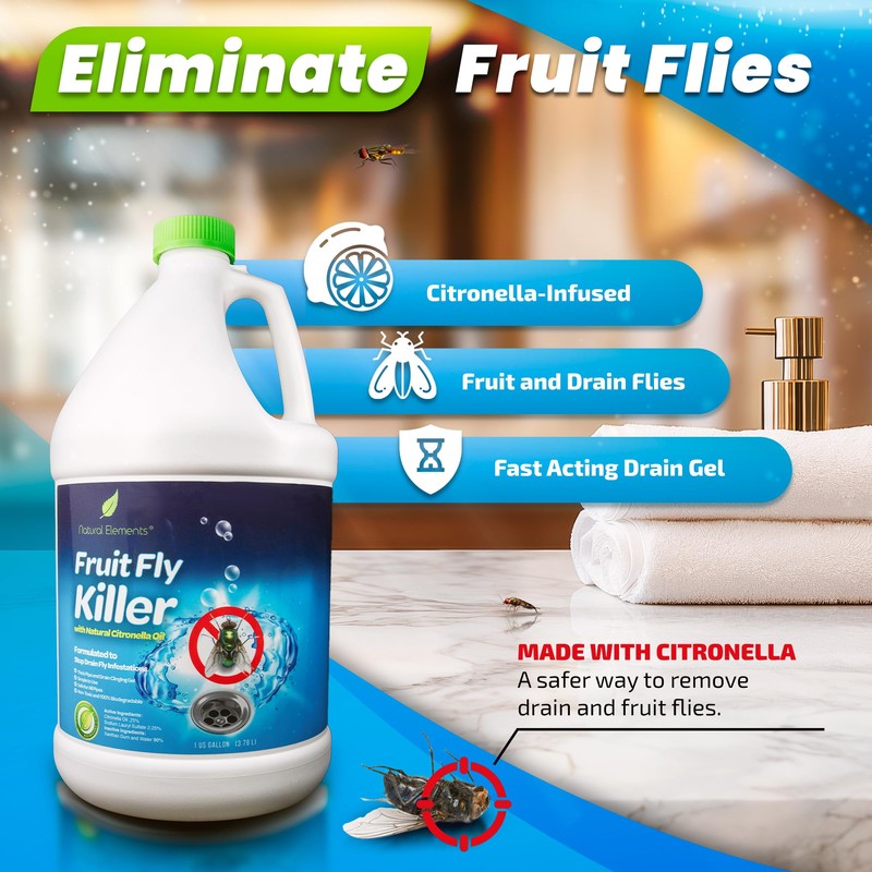 Natural Elements Fruit Fly Killer | Drain Flies, Gnats, Flying