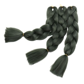 3 Pcs /300g 24'' Two Ombre Jumbo Braiding Hair Synthetic Braid Hair Extensions Dark Green