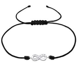 Laimons Women's Bracelet Jewellery Infinity Black Zirconia 925 Sterling Silver, Sterling Silver Sterling Silver Textile band, Cubic Zirconia