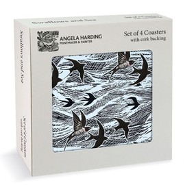 Museums & Galleries Set of 4 Cork Backed Coasters - Swallows and Sea Design by Angela Harding - Statement Coasters for the Home