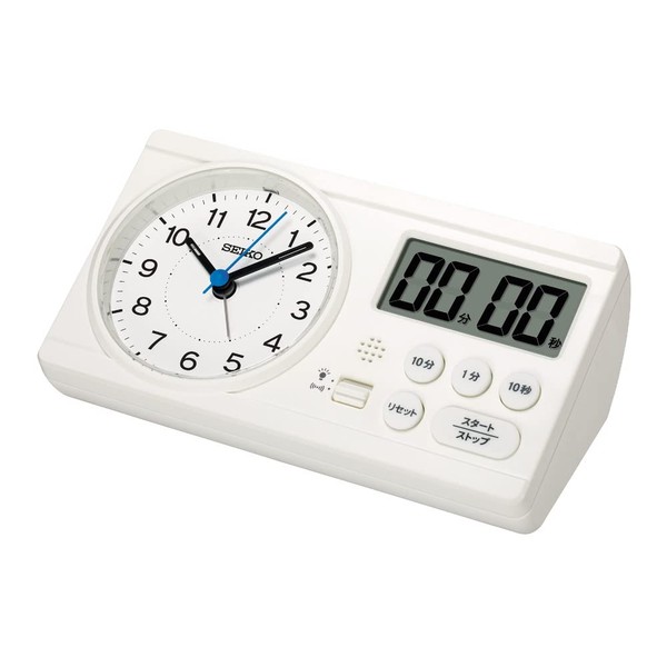 Seiko BC418W Alarm Clock, Table Clock, Educational Calculation, Hideo Kageyama Model, Study Time, White, 2.4 x 6.3 x 3.5 inches (60 x 160 x 88 mm)