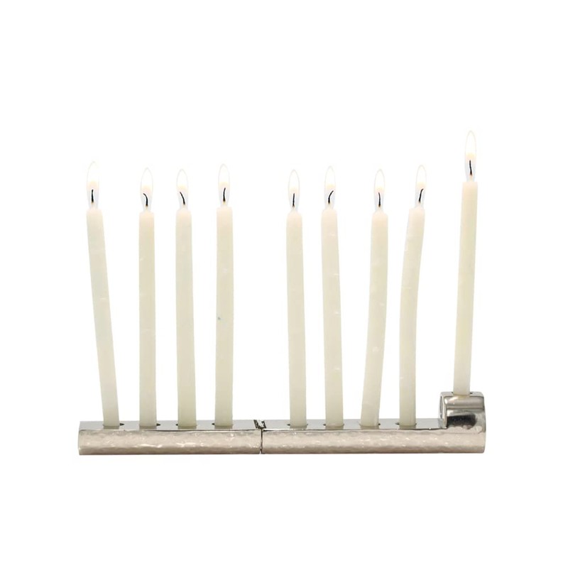 Yair Emanuel Folding Travel Hanukkah Chanukah Menorah Hammered Metal Multicolor