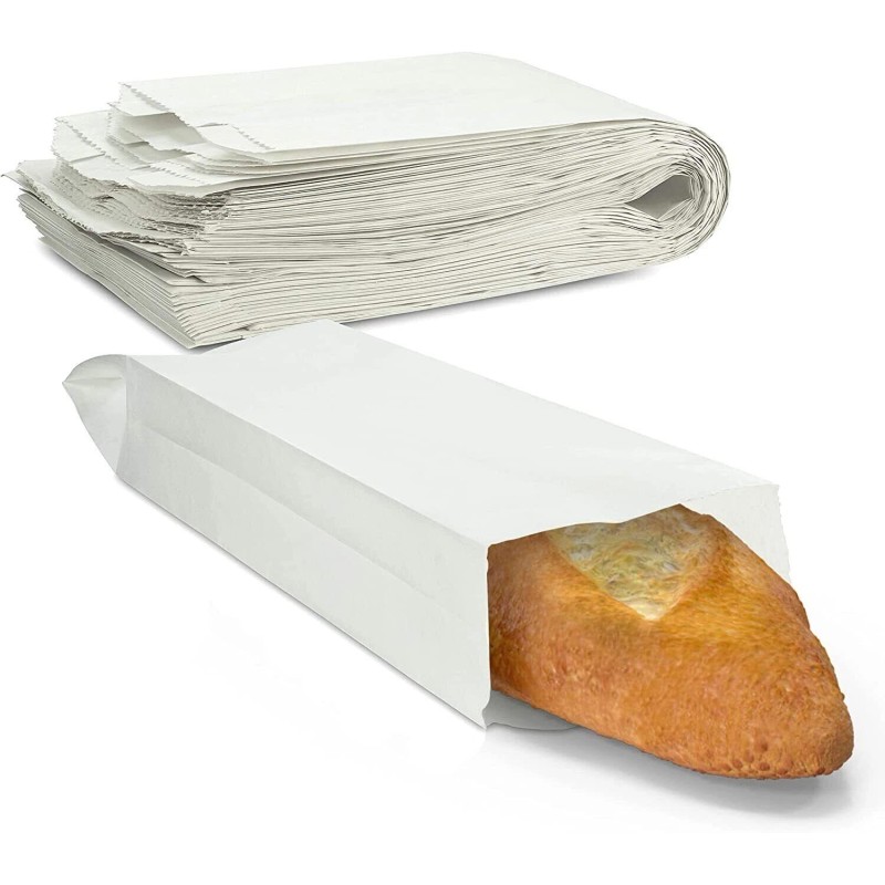MT Products Disposable White Paper Bread Bags - 5.25" x