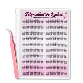 Self Eyelashes, 10 Rows | False Eyelashes | No Glue Needed | False Eyelashes Natural | Super Easy to Apply | For Beginners | Curls All Day | Reusable | Lightweight Design for Eye Care | Clip Included