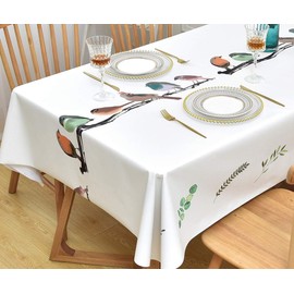 Yofori Table Cloth for Rectangle Table Heavy Duty Vinyl Tablecloth Rectangular Waterproof Plastic Tablecloth Wipeable Outdoor PVC Table Cover for Picnic(Birds, 54'' x 108'')