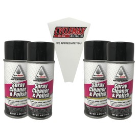 CYCLEMAX Four Pack for Honda Pro Honda Spray Cleaner and Polish 08732-SCPSM Contains Four 4oz Cans and a Funnel