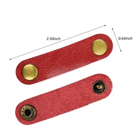 2 Pack Cord Organizer, Leather Cable Management, Earphone Clips Ties, Cable Straps, USB Straps, Stocking Stuffers for Men (Red)