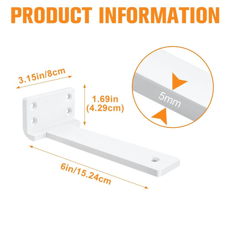 Floating Shelf Brackets 6 inch 8 Pack L Brackets for