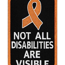 TailWag Planet Not All Disabilities are Visible Orange for Multiple Sclerosis MS Patch Embroidered Service Dog Vest/Harnesses Badge Fastener Hook & Loop Emblem