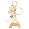 sourcing map Initial Letter Keychains, Resin Cute Butterfly Tassel Pendant
