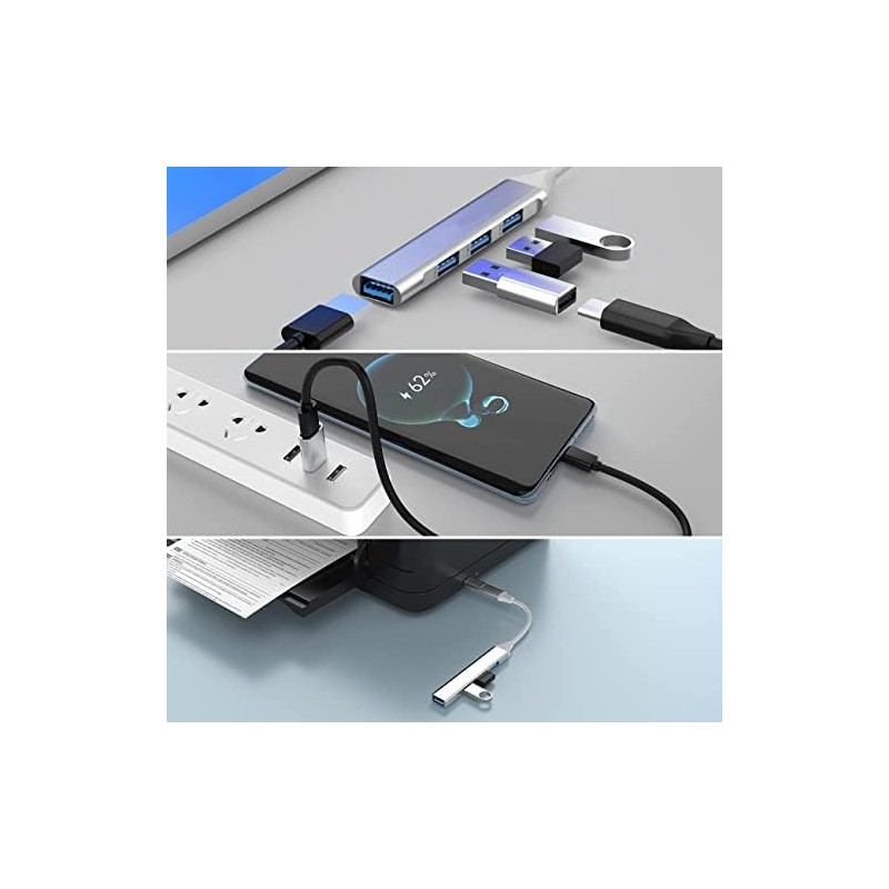 La Brodée Hub USB C, 4 Puertos Mini USB con