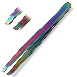 AAPROTOOLS RAINBOW STAINLESS STEEL SLANT TWEEZERS EYEBROW TWEEZERS - SLANT TIP FOR EXPERT EYEBROW SHAPING AND FACIAL HAIR REMOVAL A+ QUALITY