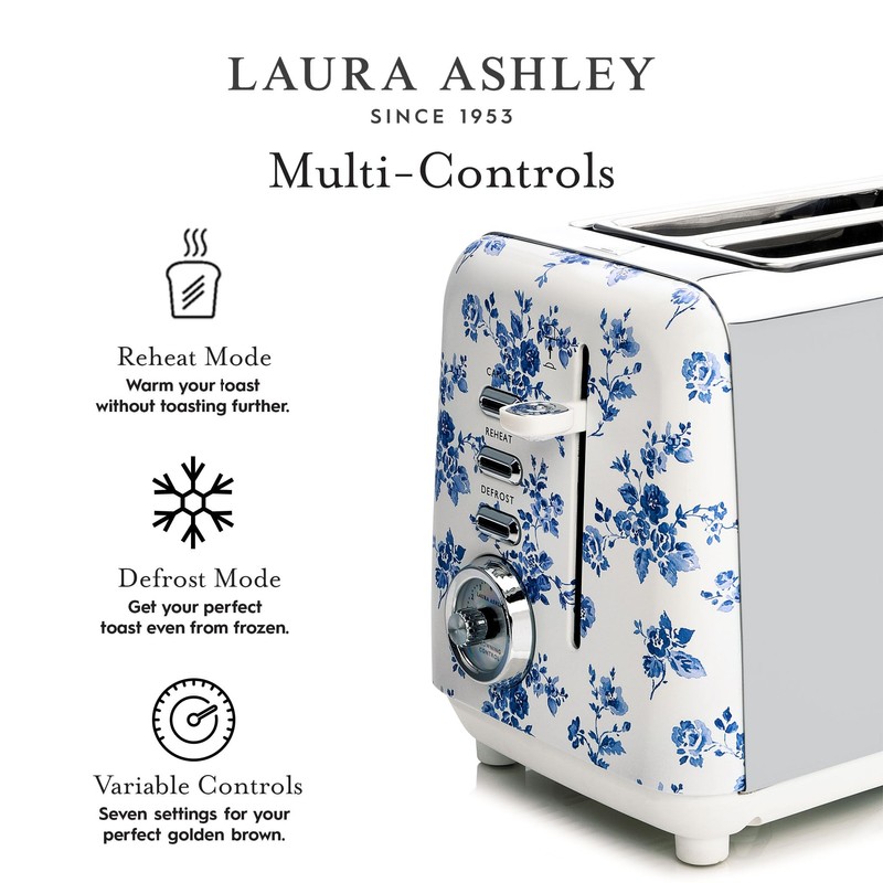 VQ Laura Ashley China Rose Stainless Steel 2 Slice Toaster