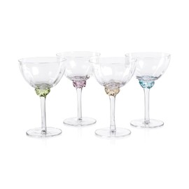 Zodax Colette Optic Glassware | Martini/Cocktail Glass/Coupe | Set of 4 (Azure Blue)