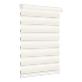 Changshade Zebra Blinds for Windows Cordless Custom, Zebra Roller Shades for Sliding Glass Door with Valance Light Filtering, Easy Install Dual Layer Soft Fabric for Bedroom, Bathroom, Kitchen, Beige
