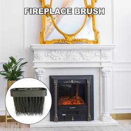 Fireplace Brush, Replacement Broom for Fireplace Tools, Fire Stove Fireplace Brush, Fireplace Brush, Fireplace Brush Head, Fireplace Cutlery Sets for Home and Fireplace Cleaning (1, Black)