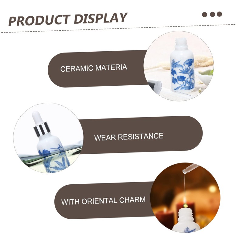 BUGUUYO 3pcs Mini Oil Dropper Bottles Ceramic Body 30ml Essential